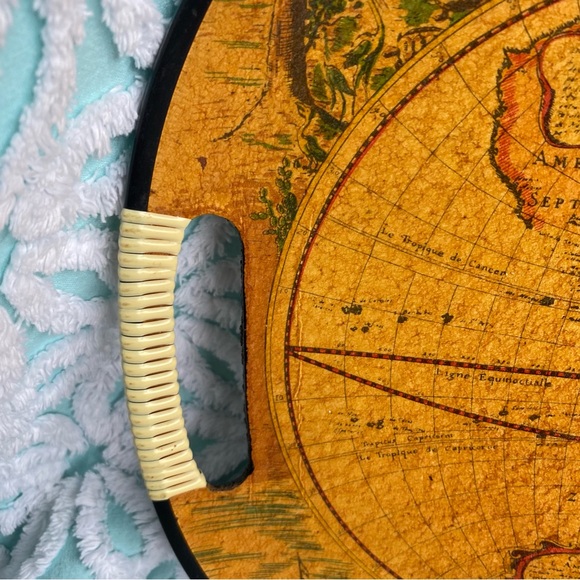 Vintage Tray antique world map MCM bar tray - Picture 7 of 9
